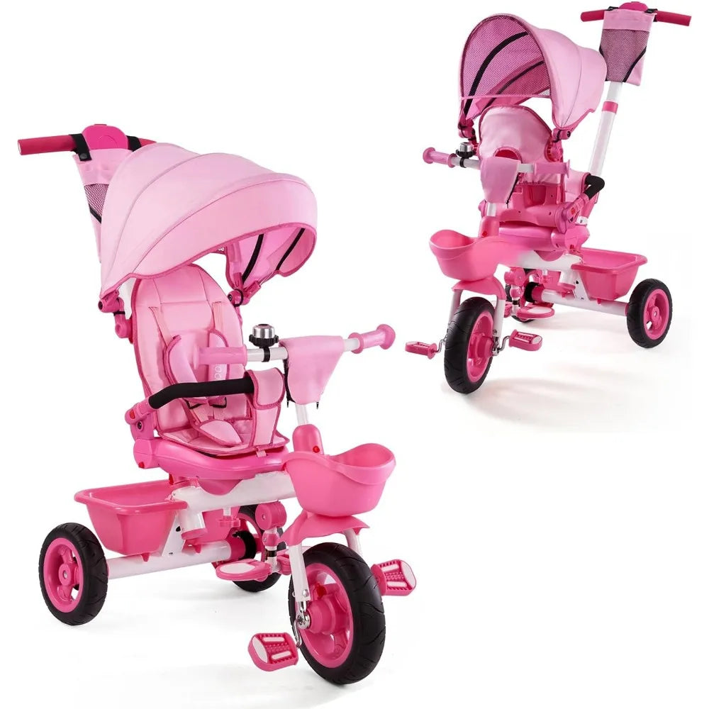 7-in-1 Kids Trike with Safety Harness, and Adjustable Parent Handle