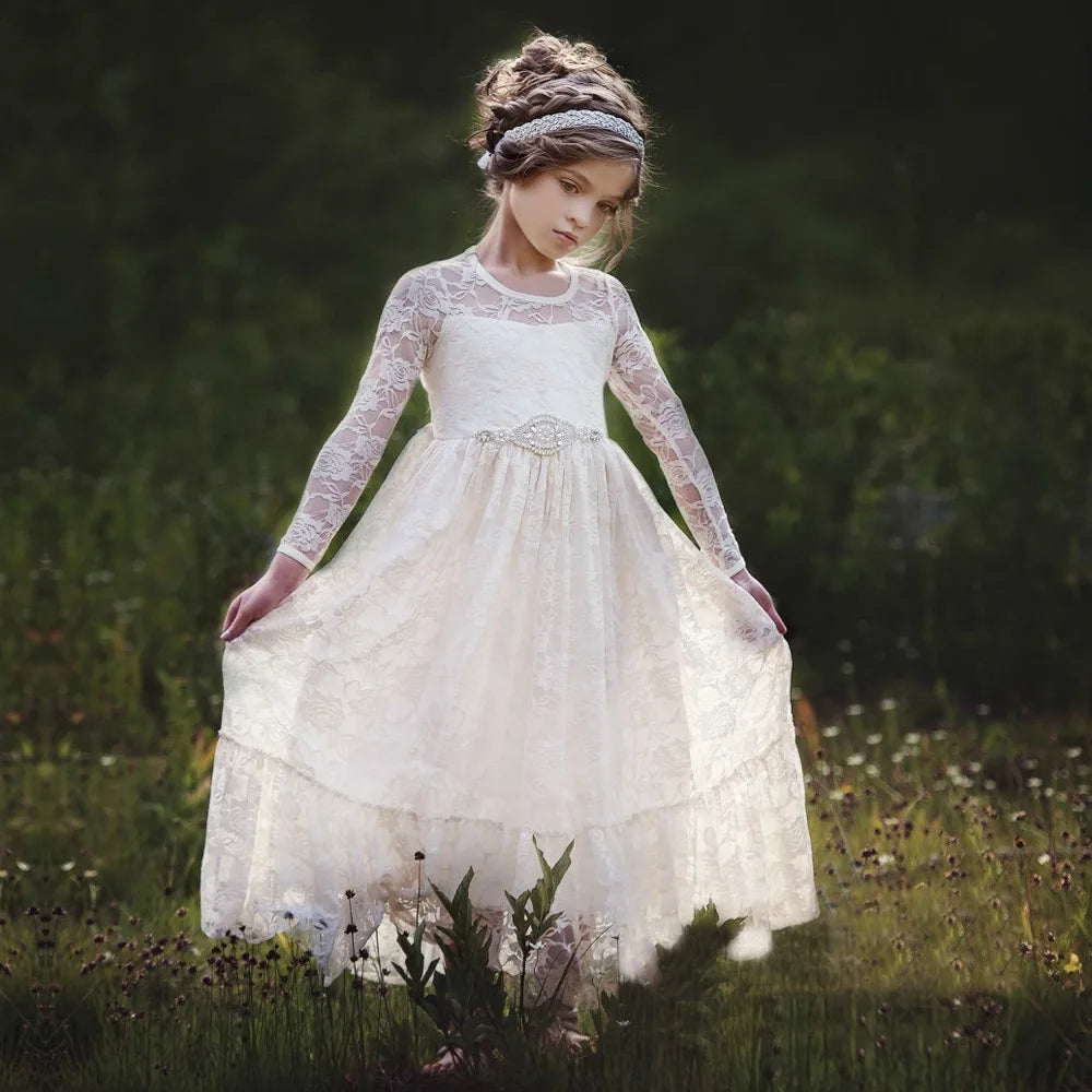Kids Girls Lace Design Wedding Party Dresses childrensterritory