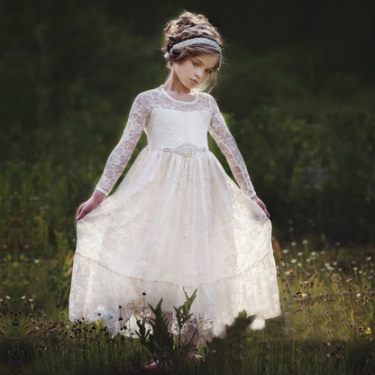 Kids Girls Lace Design Wedding Party Dresses childrensterritory
