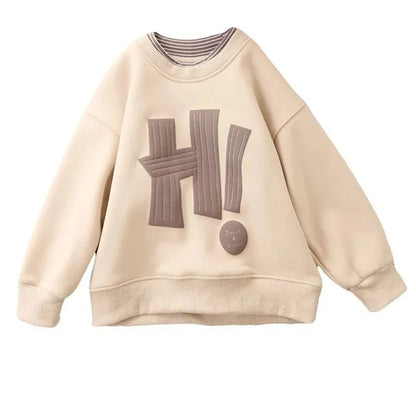 "HI" Letter Printed Kids Boys Warm Fleece Sweatshirts childrensterritory
