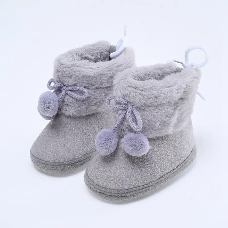 Soft Sole Furry Snow Boots First Walkers for Baby Girls childrensterritory