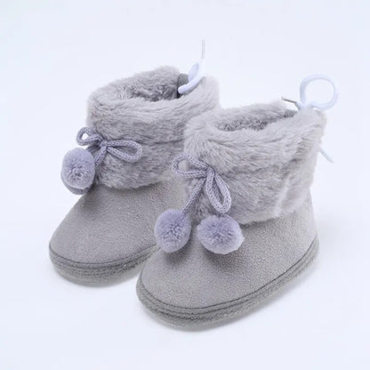 Soft Sole Furry Snow Boots First Walkers for Baby Girls childrensterritory