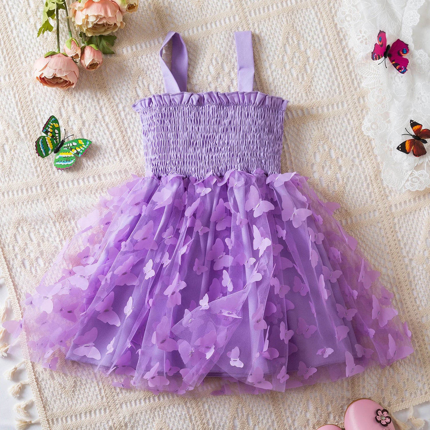 Little Girls 3D Butterfly Design Summer Princess Dress childrensterritory