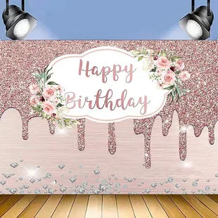 Glitter Diamond Customized Happy Birthday Background Photo Props childrensterritory