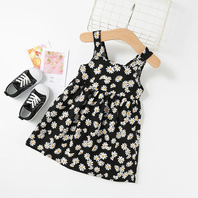 Kids Girls Floral Print Sling Princess Dresses for Summer childrensterritory