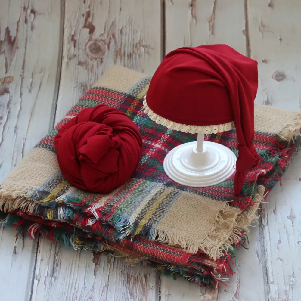 Newborn Christmas Hat and Blanket Wraps Photo Props childrensterritory