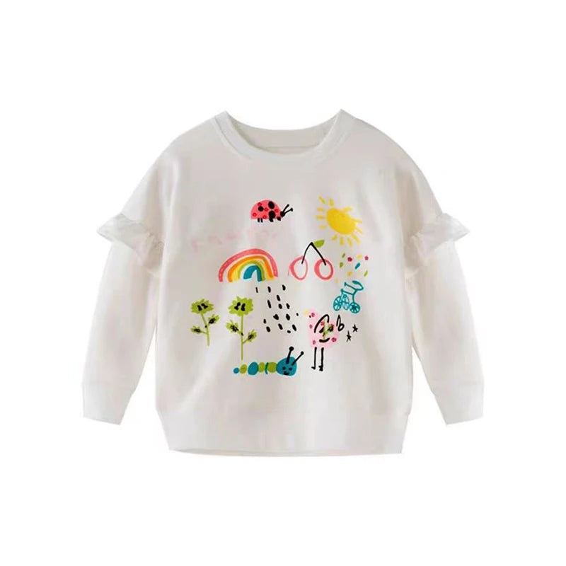 Full-Sleeve Cartoon Print Sweatshirts For Girls
