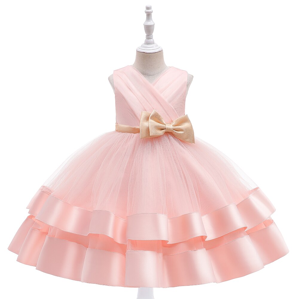 Elegant Formal Bow Puff Flower Girl Dresses for Birthday childrensterritory