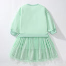 Kids Girls Warm Fleece Long Sleeves Mesh Dresses childrensterritory