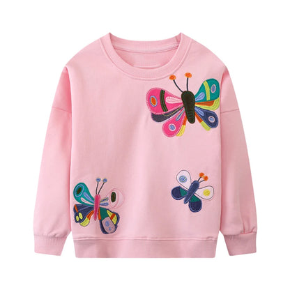 Girls Butterfly Embroidered Design Casual Sweatshirts childrensterritory