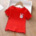 Kids Girls Ruffle Sleeves Cartoon Printed Tops