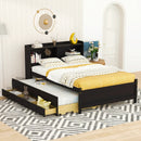 Full-size LED Bed with USB, Trundle and 3 Storage Drawers childrensterritory
