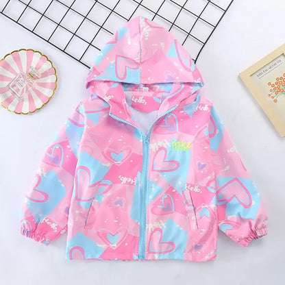 Girls’ Full-Sleeve Printed Hooded Jackets