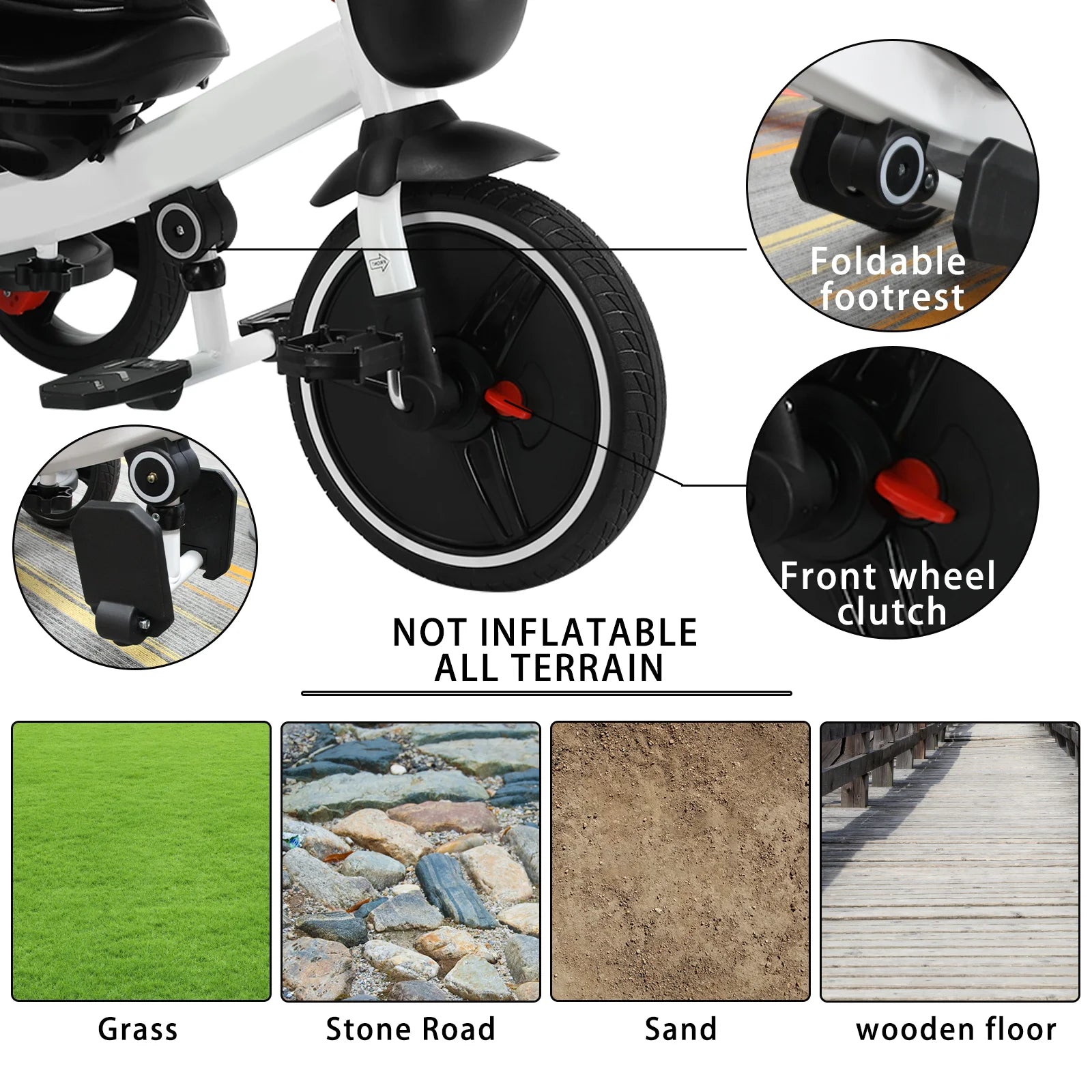 6-in-1 Folding Baby Push Bike with Detachable Guardrail childrensterritory
