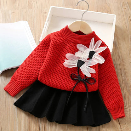 Girls’ Elegant Winter Party Dresses with Floral Design