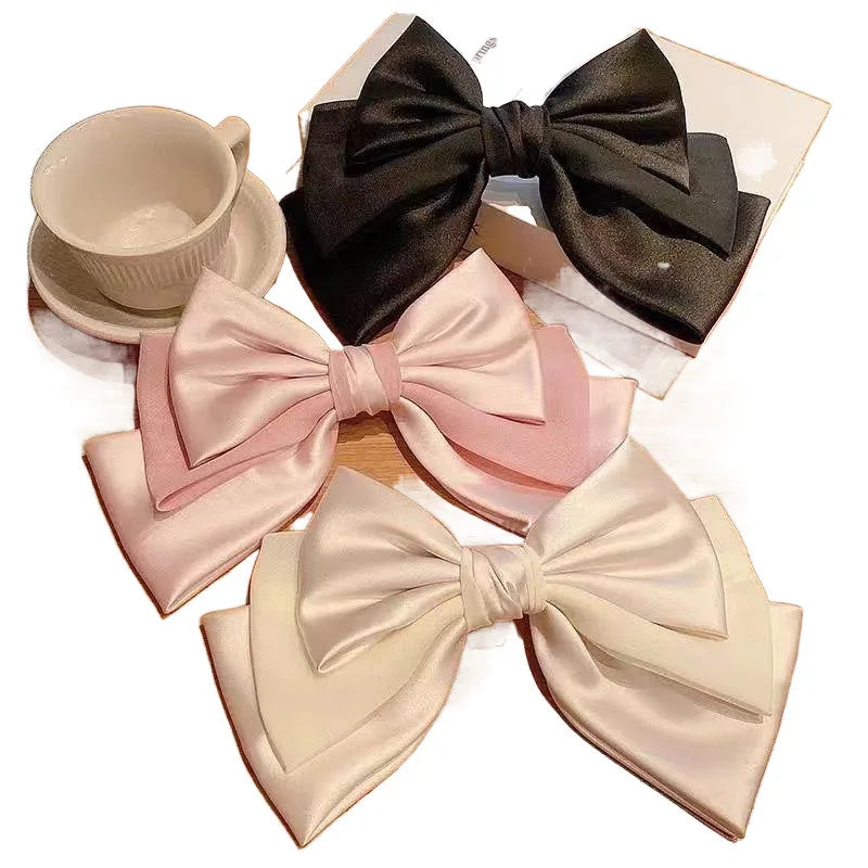 Girls Three Layers Big Barrette Bows Hair-clips
