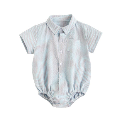 Plaid Cotton Baby Boys Short Sleeve Summer Bodysuit childrensterritory