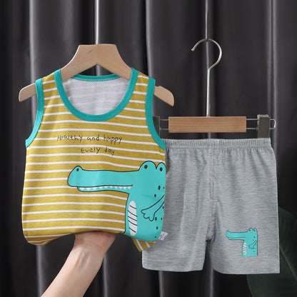 2PCS Cotton T-Shirts and Shorts Set for Toddler Boys Girls childrensterritory