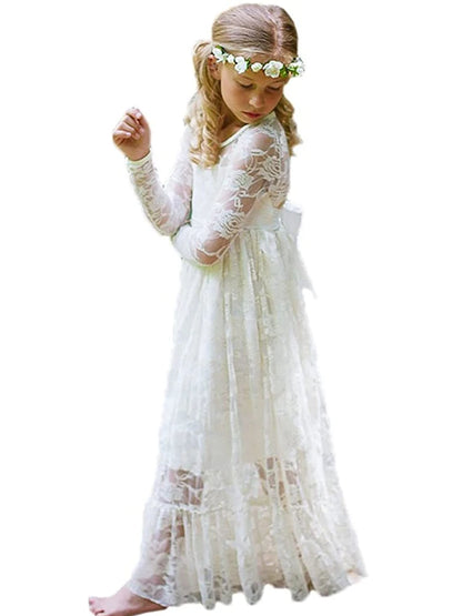 Kids Girls Lace Design Wedding Party Dresses childrensterritory