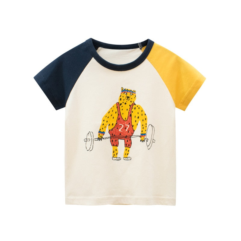 Cartoon Letter Printed Kids Boys Girls Loose Summer Cotton Top childrensterritory