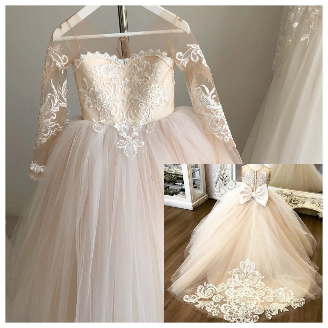 Baby/Kids Girls Long Lace Design First Communion Gowns childrensterritory