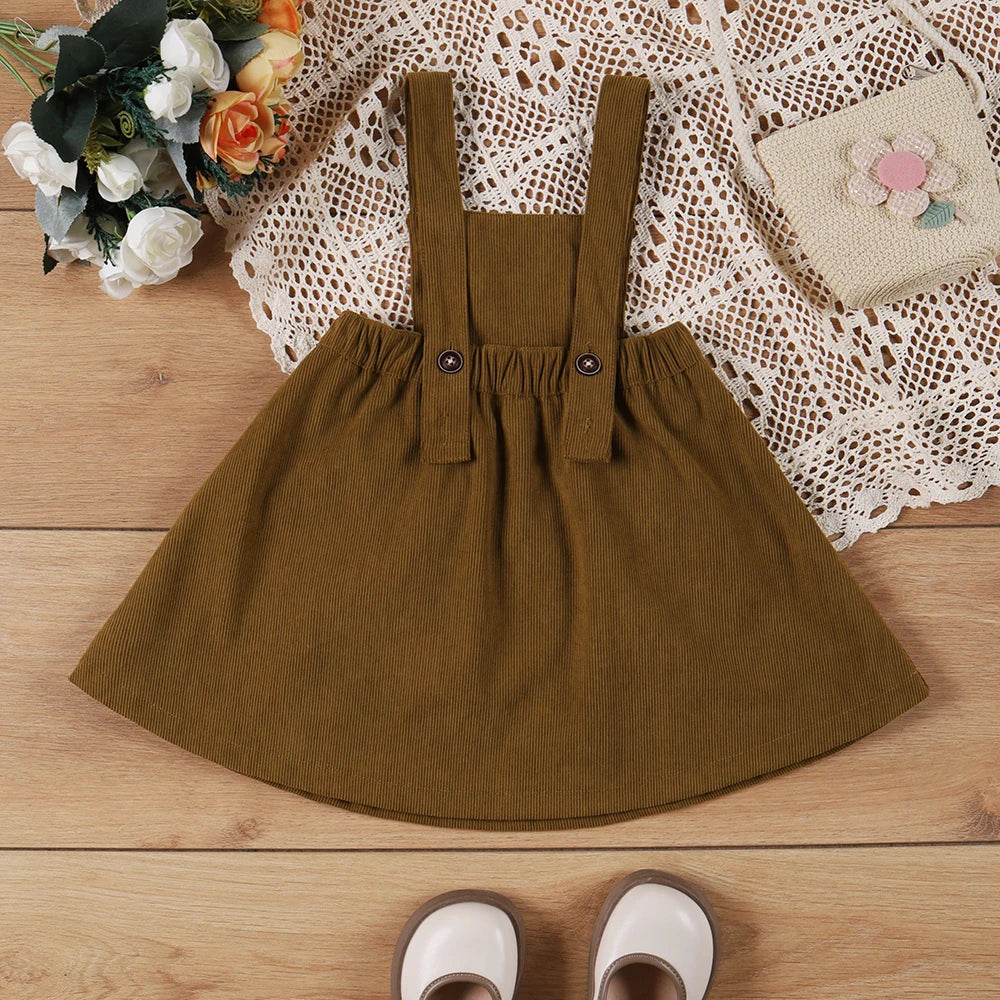 Girls Cartoon Design Shoulder Strap Skirt Dress