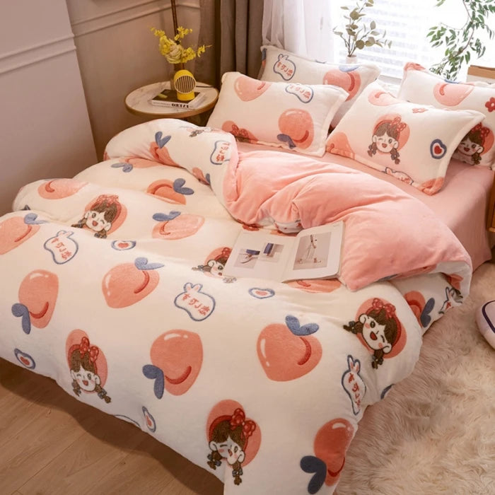 Flannel Fleece 1pc Winter Warm Duvet Cover for Kids Bed