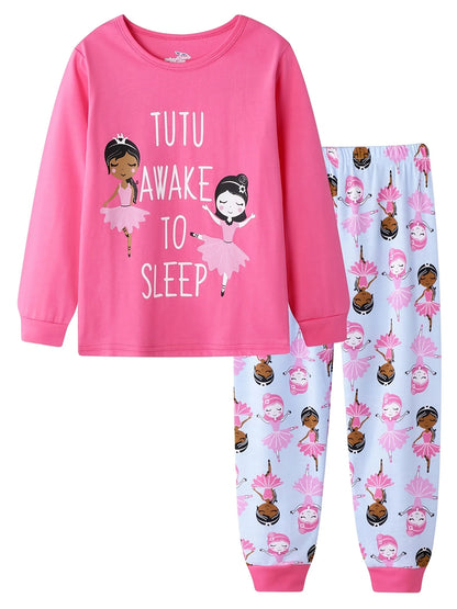 Cartoon and Letter Print Toddler Boys Girls Pajamas Sets childrensterritory