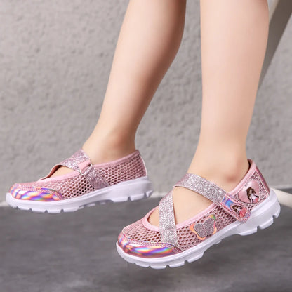 Non-slip Flowers Princess Flat Beach Sandals for Girls childrensterritory