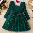Girls' Long-Sleeved Fluffy Party Dresses childrensterritory