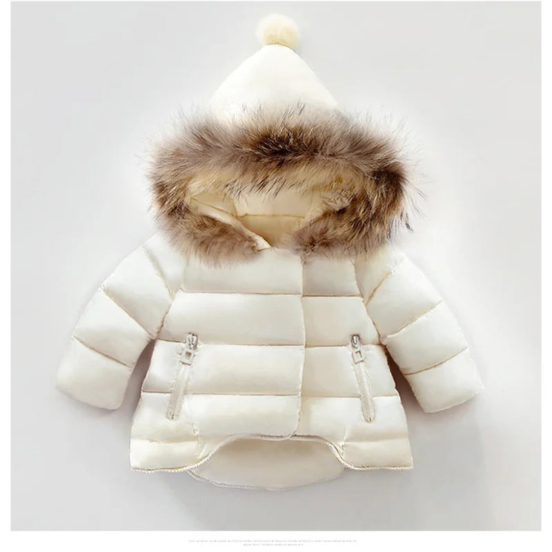 Kids' Long-Sleeved Fur Collar Design Warm Jackets