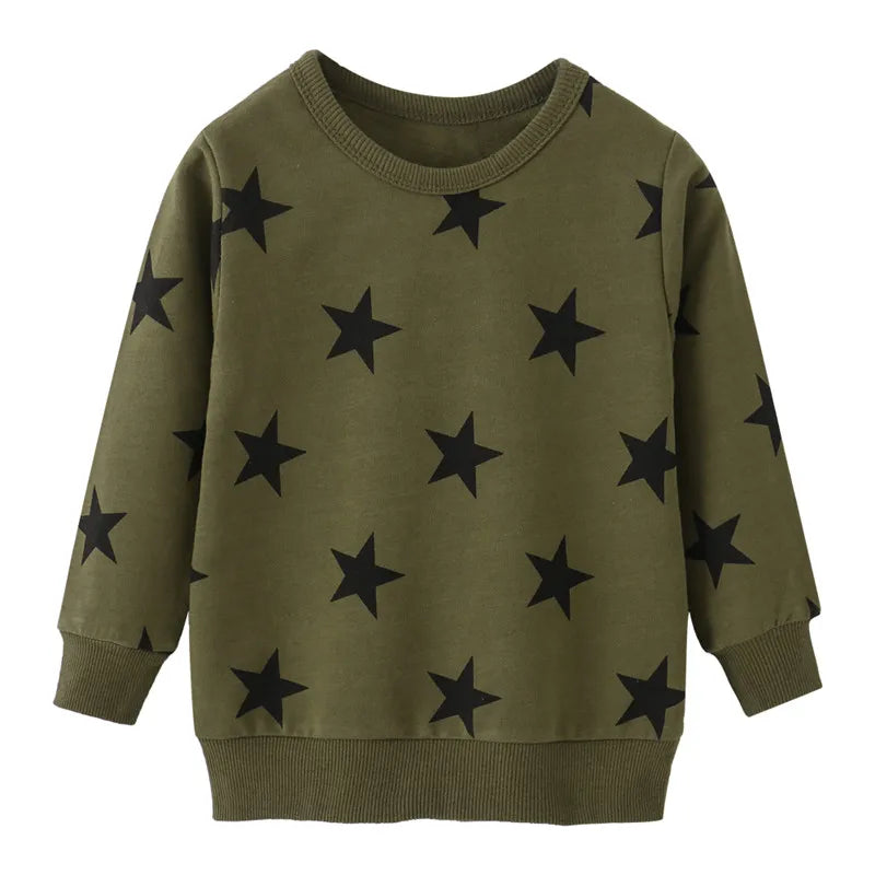 Kids Boys Stars Print Warm Winter Sweatshirts