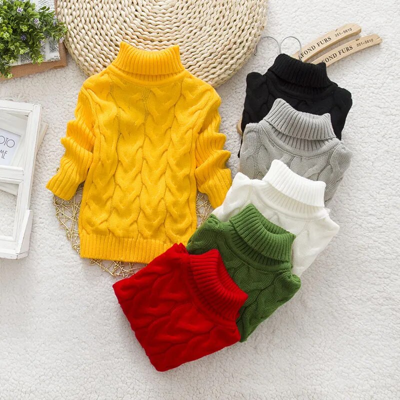 Kids Boy Girl Thick Knitted Turtleneck Sweaters childrensterritory