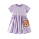 Kids Girls Soft Cotton Cartoon Print Summer Casual Dress