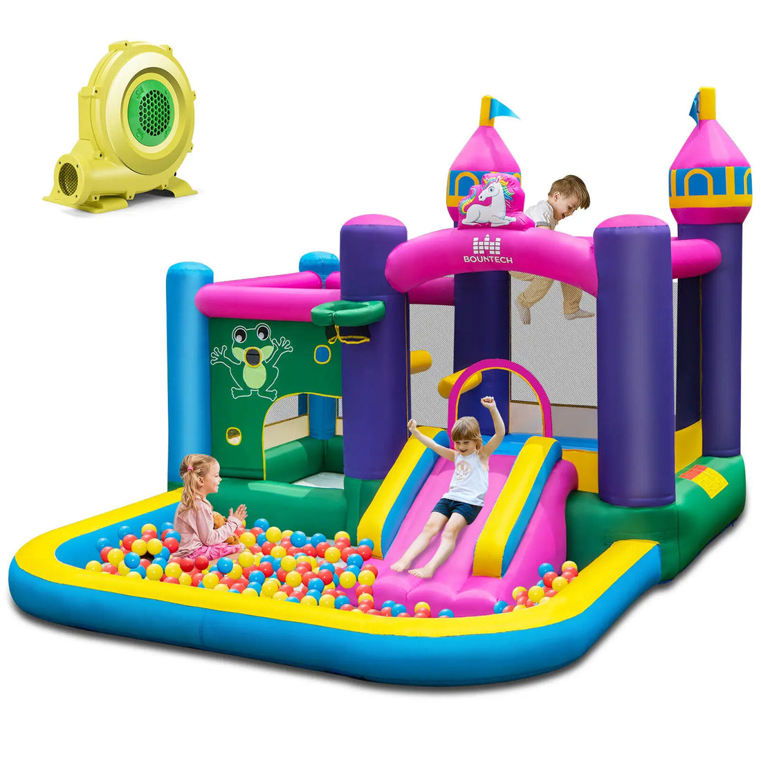 6-in-1Unicorn-themed Kids Inflatable Bounce House W/ 735W Blower childrensterritory