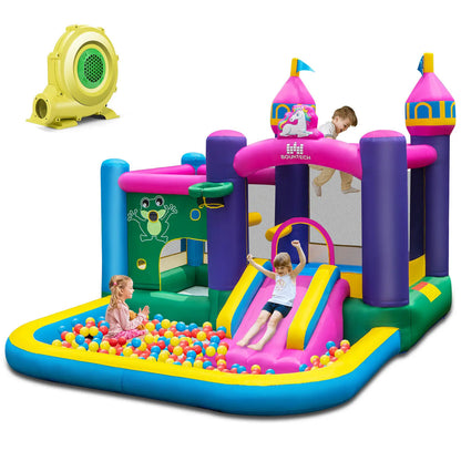 6-in-1Unicorn-themed Kids Inflatable Bounce House W/ 735W Blower childrensterritory