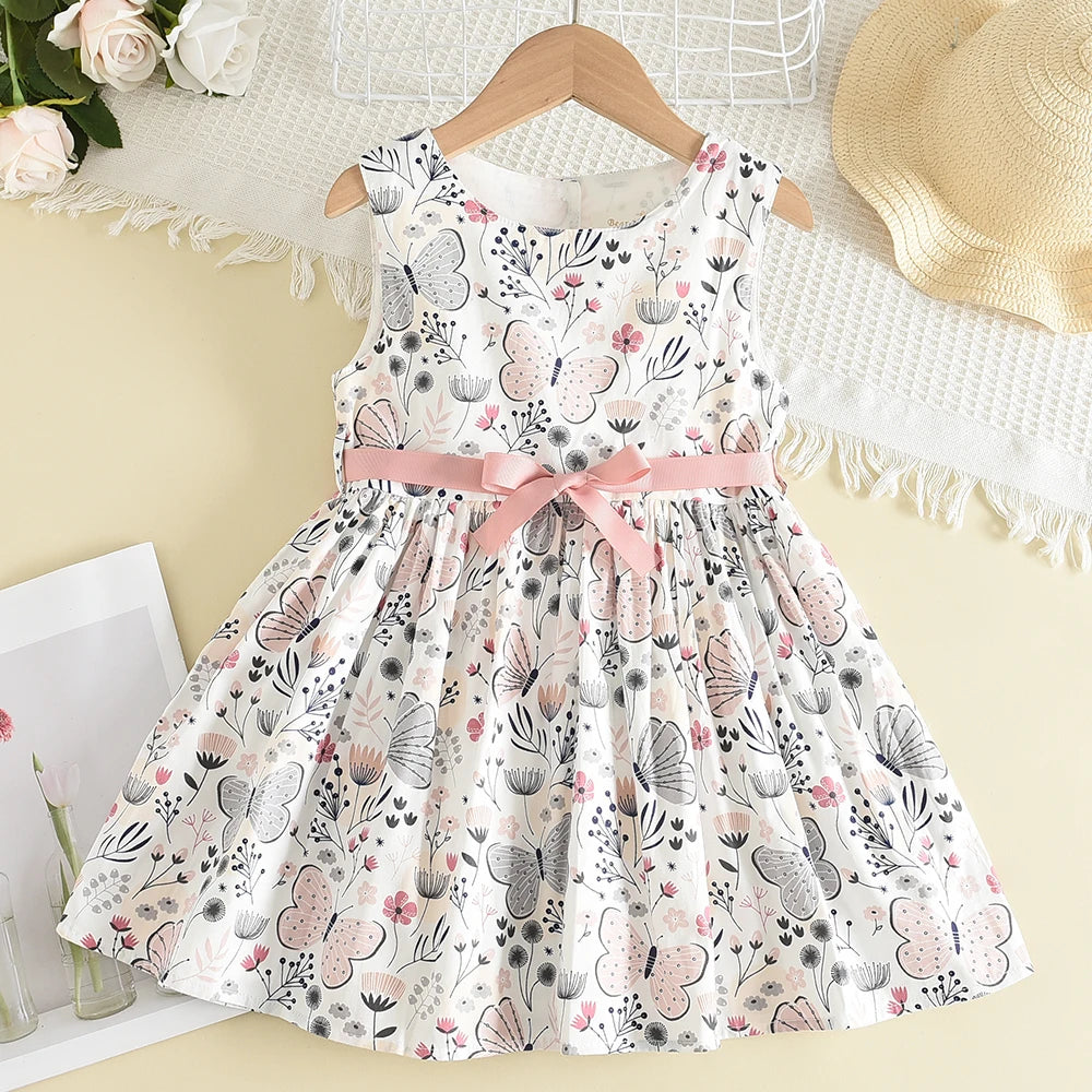 Kid Girls Floral and Butterfly Print Summer Dresses childrensterritory