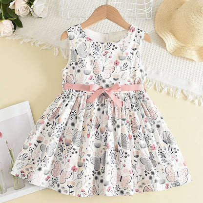 Kid Girls Floral and Butterfly Print Summer Dresses childrensterritory