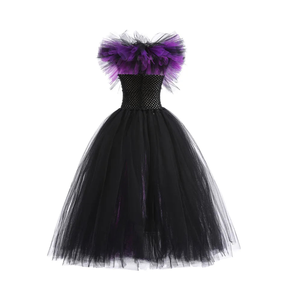 Kids Girls Demon Queen Maleficent Halloween Costume