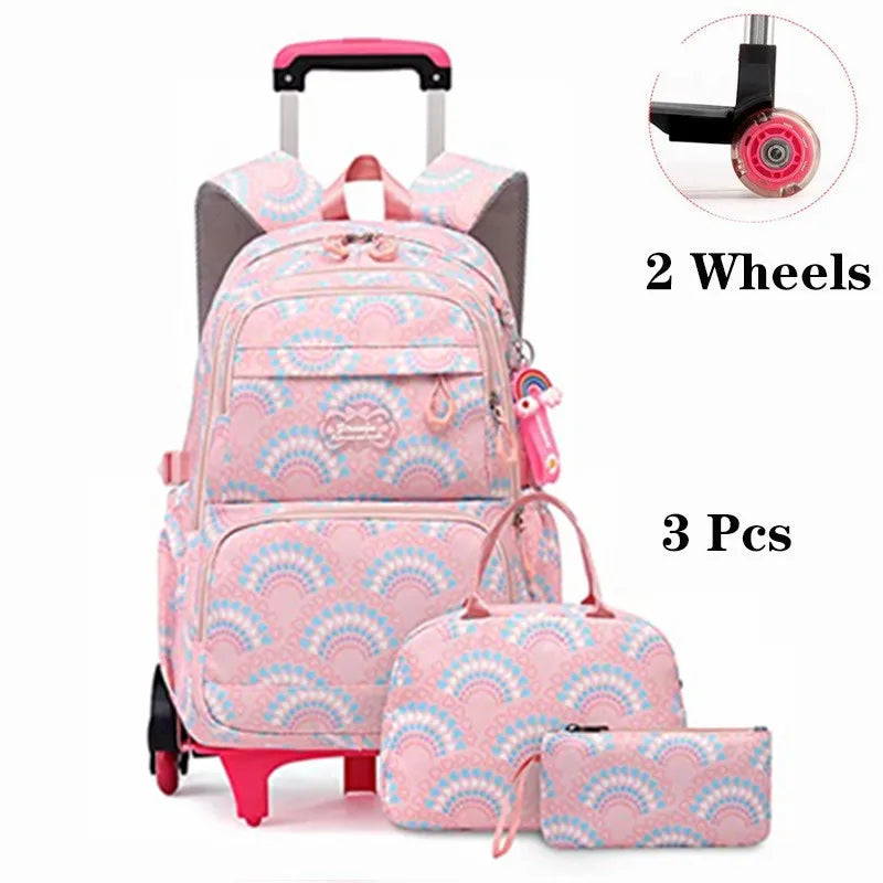 Waterproof Printed School Bags Set with or without Wheels for Kids