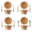 Baby Wooden Tableware Set with Silicone Suction Handle childrensterritory