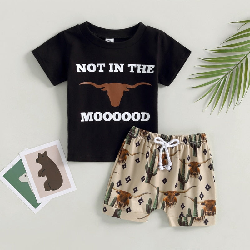 Letter Print Little Boy 2Pcs Western Clothing Set childrensterritory