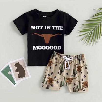 Letter Print Little Boy 2Pcs Western Clothing Set childrensterritory