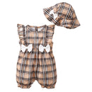 Newborn Girl Plaid Design Summer Romper and Hat Set childrensterritory