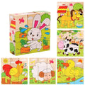 Kids Six Side Cube Jigsaw Wooden Blocks Toys