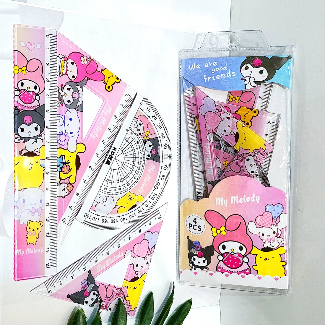 4 Piece Cartoon Sanrio Design Student Ruler Stationery Set childrensterritory