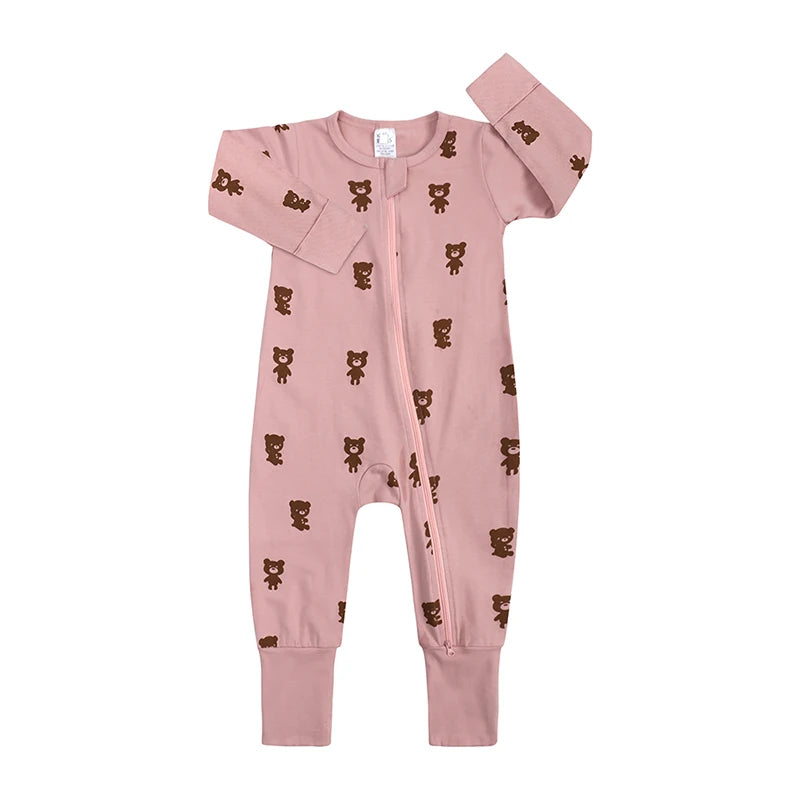 Long Sleeves Printed Baby Girl/Boy Zipper Bodysuits