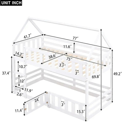 Fenced-in and Door-Equipped Twin-Over-Twin bunk bed