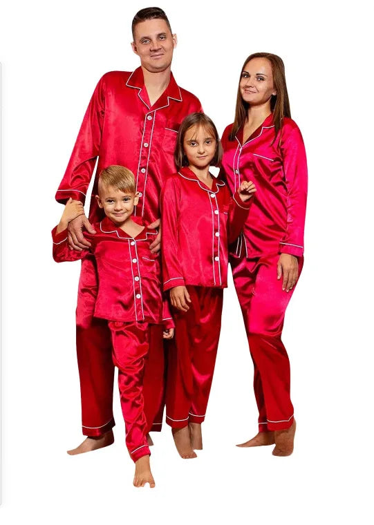 Family Matching Long Sleeve Satin Sleepwear Set