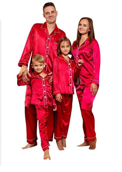 Family Matching Long Sleeve Satin Sleepwear Set